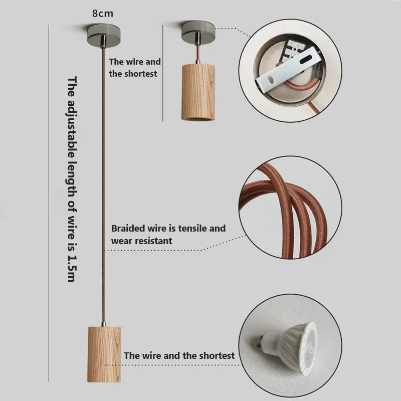 Skandinavisk Träpendellampa – Minimalistisk Design för Vardagsrum och Sovrum | Naturlig Trälook