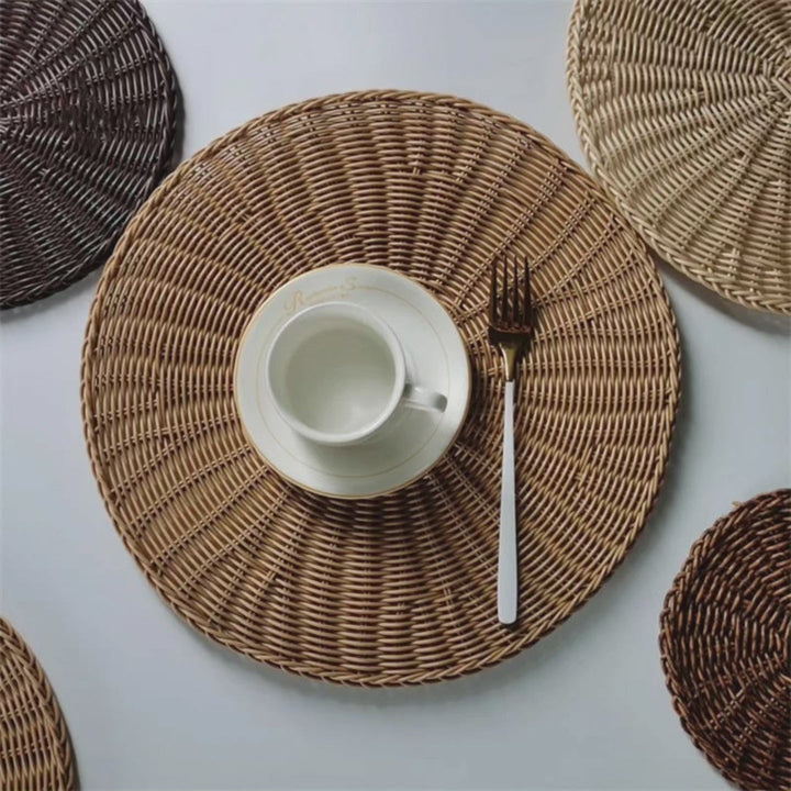 6-delars Set Tjockare Rattan Bord Set