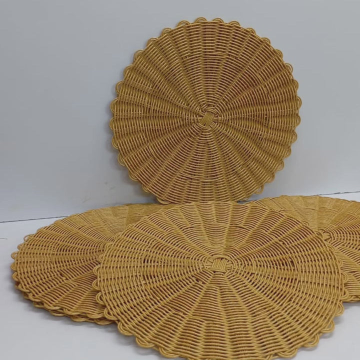 6-delars Set Tjockare Rattan Bord Set