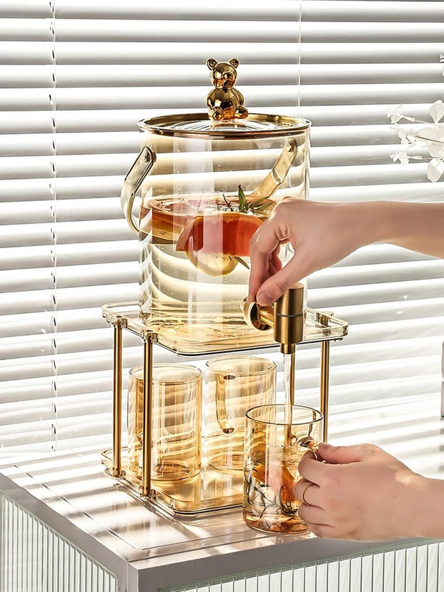 Glas juice dispenser med 4 koppar