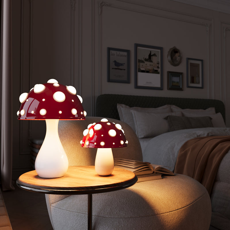 LumiFungi – Lyxig LED Bordslampa med Stämningsfull Svampdesign och Dimmbar Belysning
