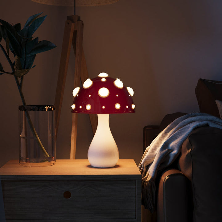 LumiFungi – Lyxig LED Bordslampa med Stämningsfull Svampdesign och Dimmbar Belysning