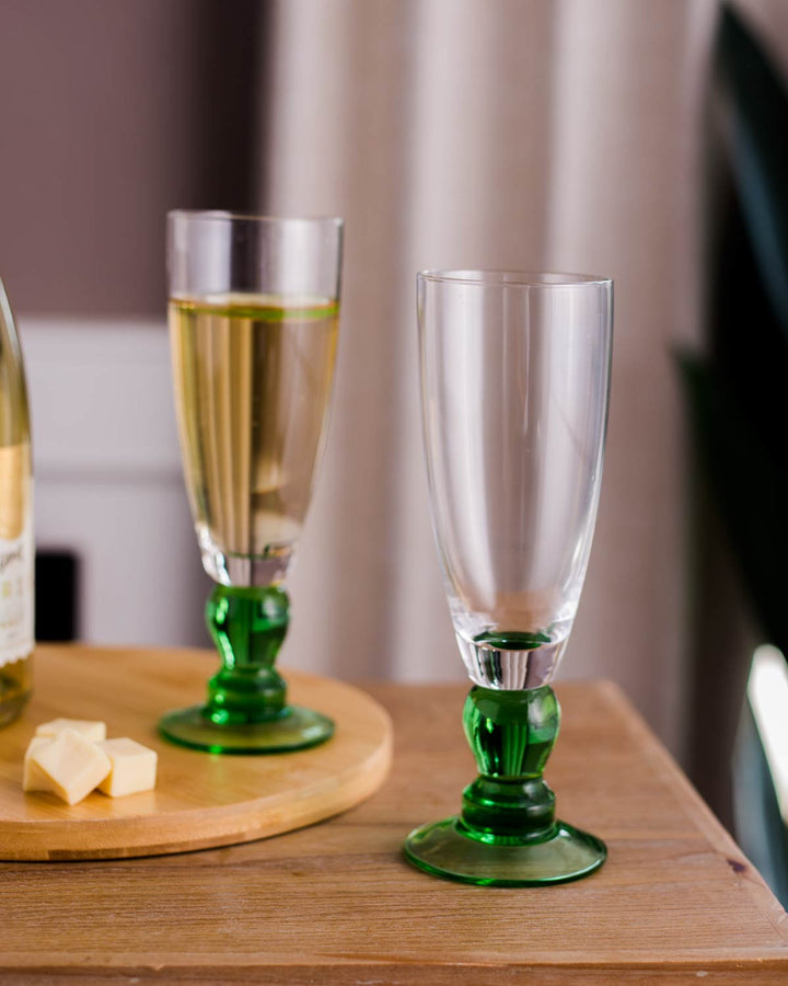 Swirl Grön Champagneglas - Set om 6
