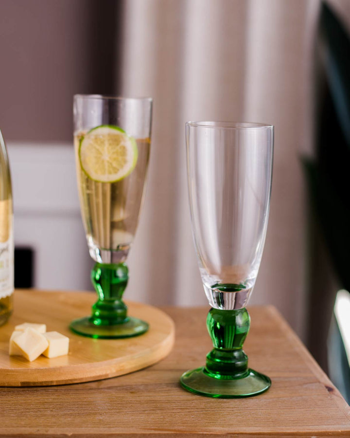 Swirl Grön Champagneglas - Set om 6