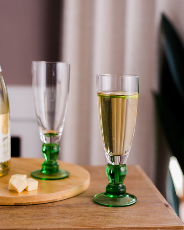 Swirl Grön Champagneglas - Set om 6