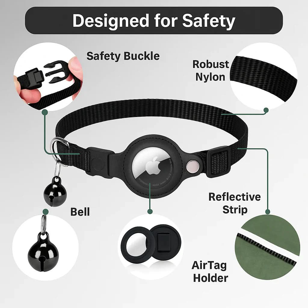 GPS-halsband för katter med reflekterande design