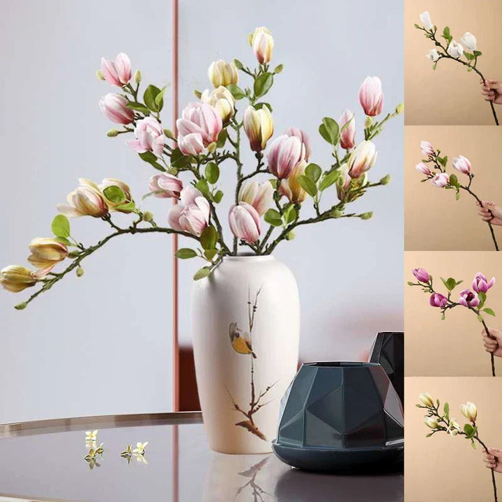 SilkSplendor - Livs-liknande konstgjorda magnoliagrenar