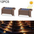 12 PCS Solenergi LED Utomhus Steglampa IP65 Vattentålig Trädgårdslampa, Varm Vit Ljus (Brun)