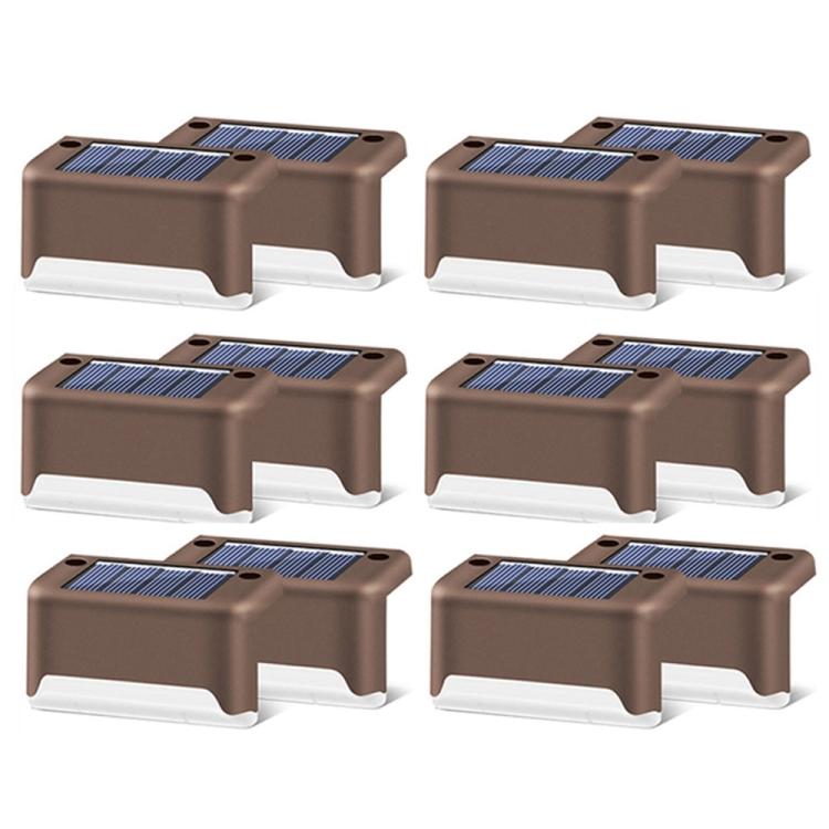 12 PCS Solenergi LED Utomhus Steglampa IP65 Vattentålig Trädgårdslampa, Varm Vit Ljus (Brun)
