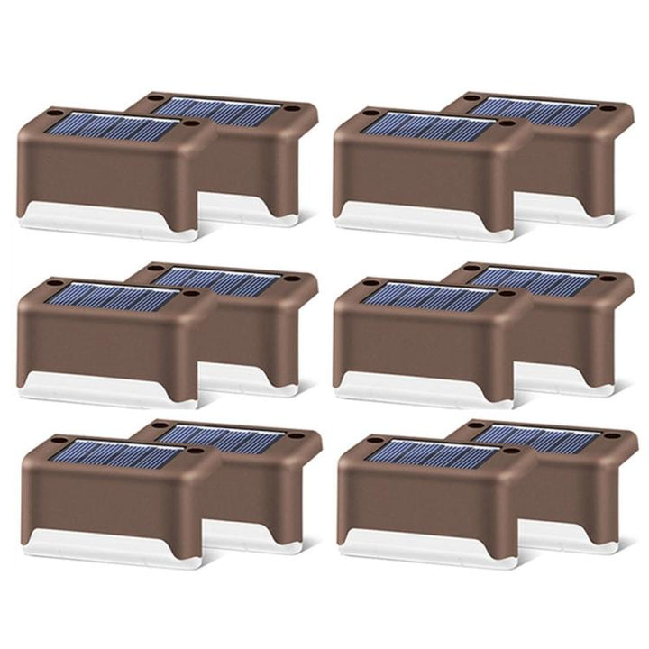 12 PCS Solenergi LED Utomhus Steglampa IP65 Vattentålig Trädgårdslampa, Varm Vit Ljus (Brun)