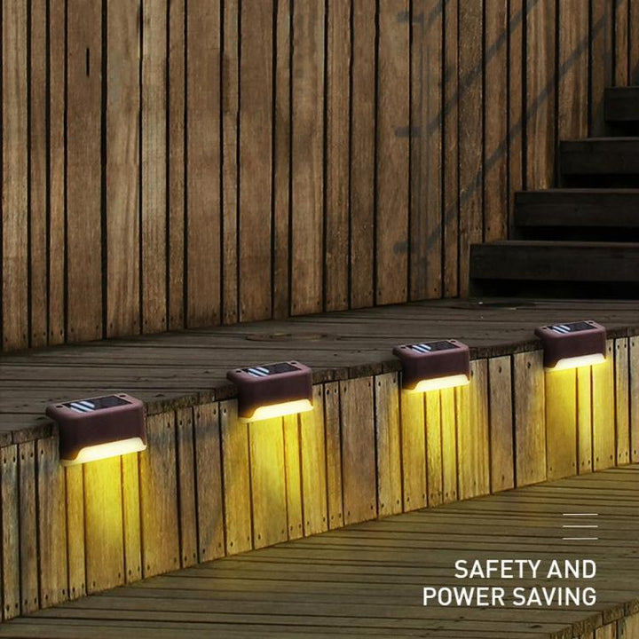 12 PCS Solenergi LED Utomhus Steglampa IP65 Vattentålig Trädgårdslampa, Varm Vit Ljus (Brun)