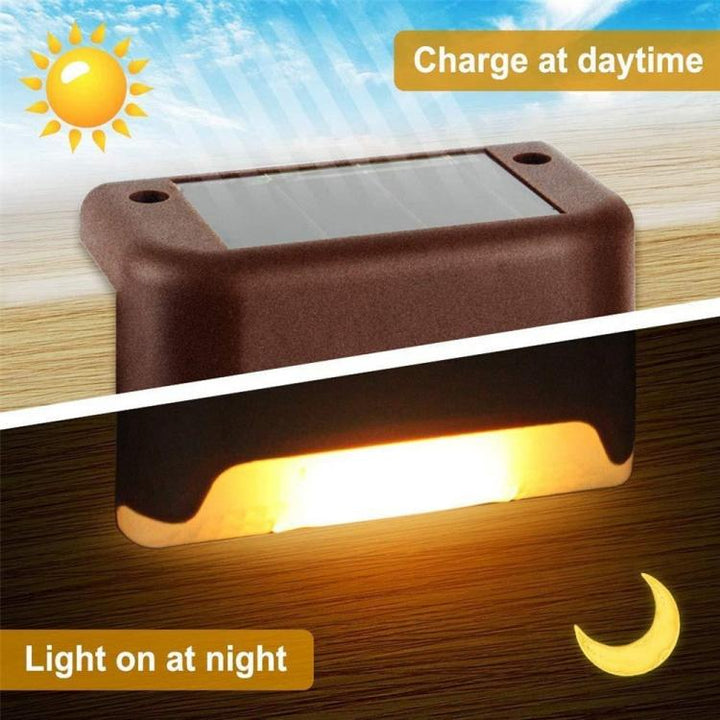 12 PCS Solenergi LED Utomhus Steglampa IP65 Vattentålig Trädgårdslampa, Varm Vit Ljus (Brun)