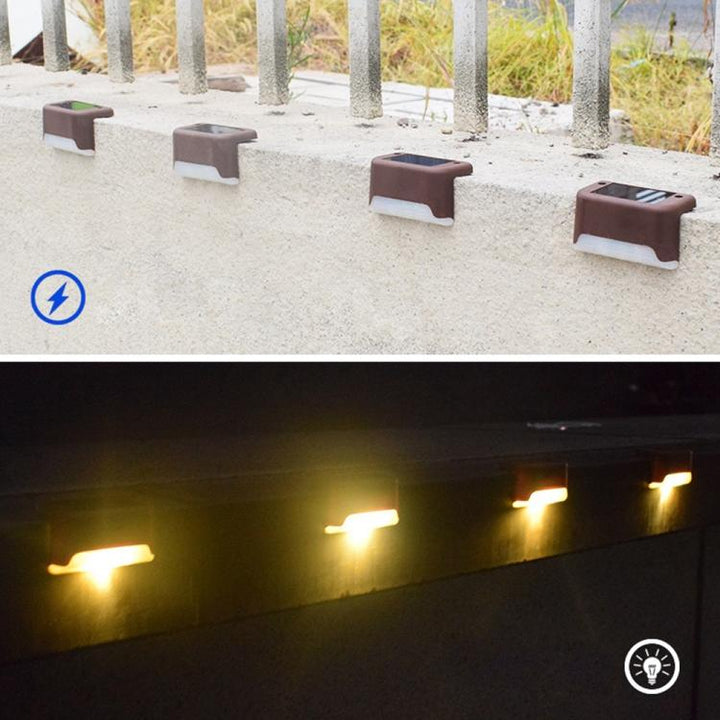 12 PCS Solenergi LED Utomhus Steglampa IP65 Vattentålig Trädgårdslampa, Varm Vit Ljus (Brun)