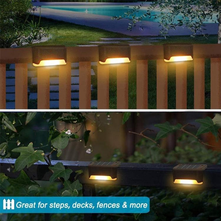 12 PCS Solenergi LED Utomhus Steglampa IP65 Vattentålig Trädgårdslampa, Varm Vit Ljus (Brun)