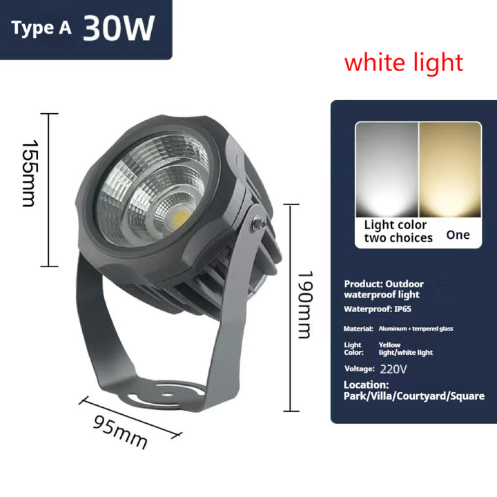 LED Flodljus COB Utomhus Vattentålig Spotlight Reklamljus Trädgårdslampa, färg: 30W 4 färgval 1