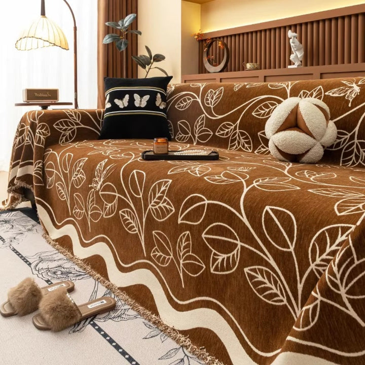 Blad Inspirerad Lyxig Chenille Sofföverdrag