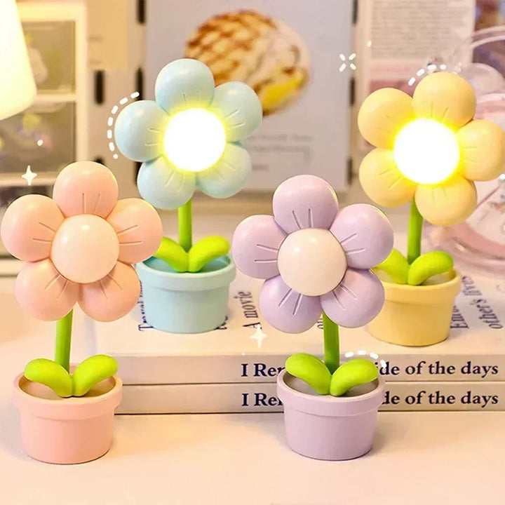 Söt Blomma Nattlampa för Barn – LED Bordslampa i Blomdesign för Barnrummet