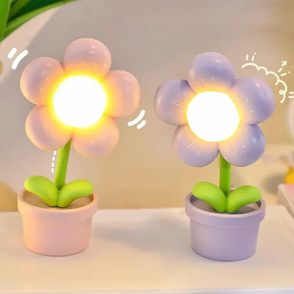 Söt Blomma Nattlampa för Barn – LED Bordslampa i Blomdesign för Barnrummet