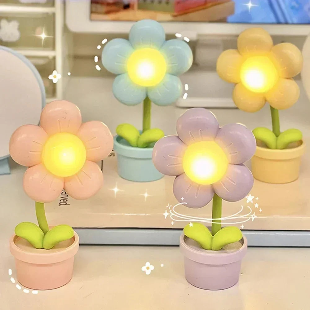 Söt Blomma Nattlampa för Barn – LED Bordslampa i Blomdesign för Barnrummet