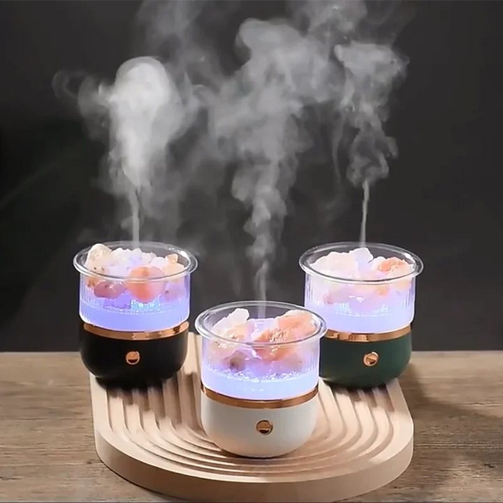 Himalayasalt kristallampa och eterisk oljediffusor, USB ultraljudsfuktare för hem och kontor