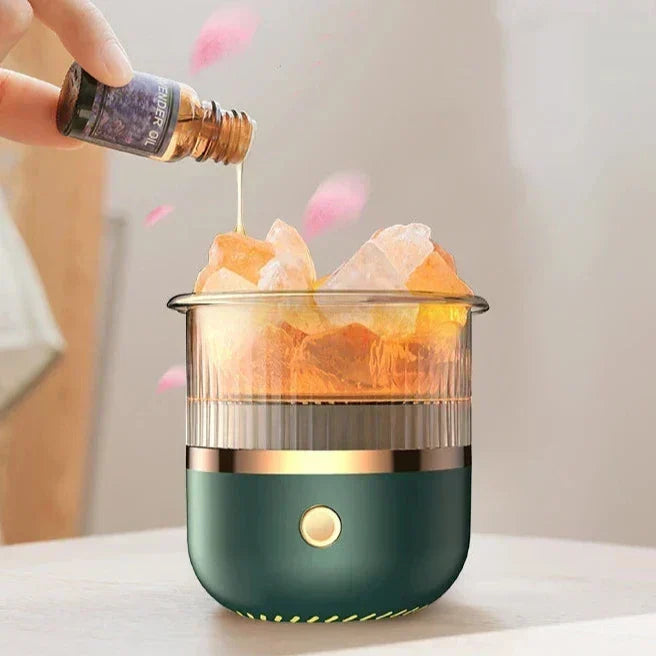 Himalayasalt kristallampa och eterisk oljediffusor, USB ultraljudsfuktare för hem och kontor