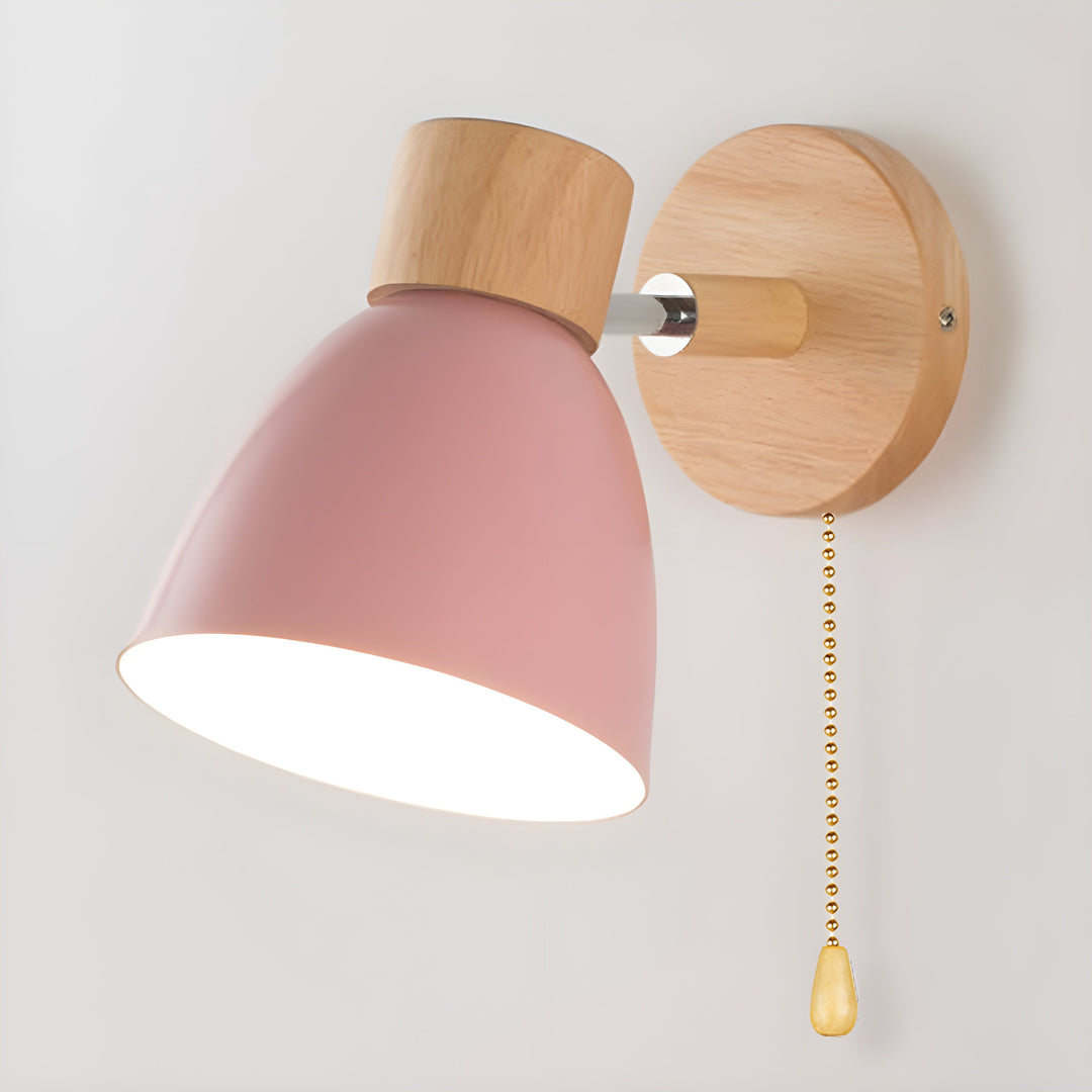 Trä Nordic Vägglampa med Strömbrytare för Sovrummet
