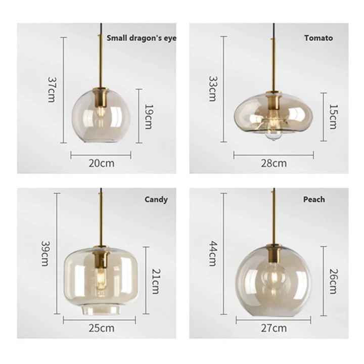 Nordisk hängande loftlampa i glas