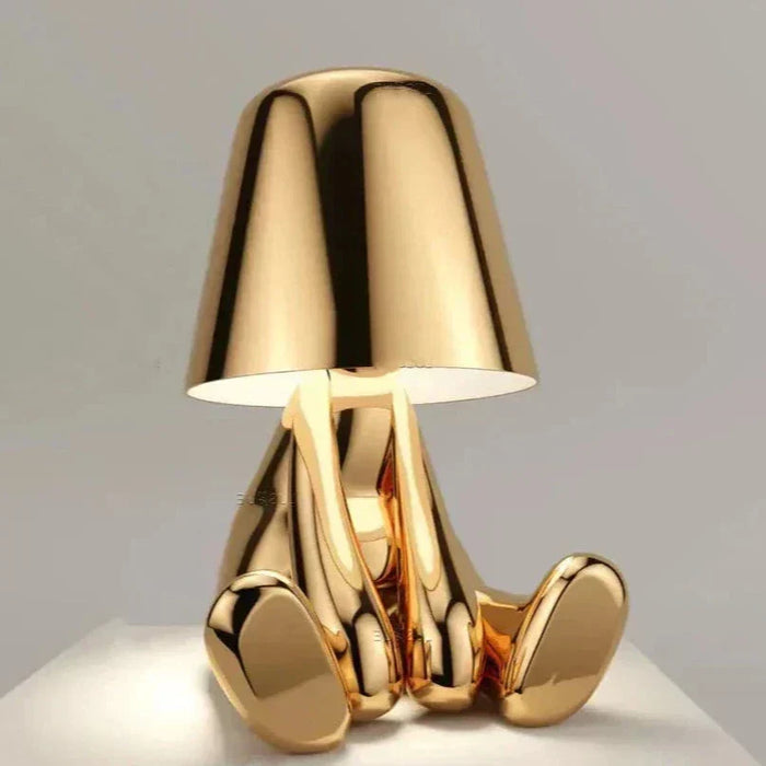 Golden Man LED Tänkande Bordslampa – Lekfull Nattduksbordslampa för Sovrum & Dekor