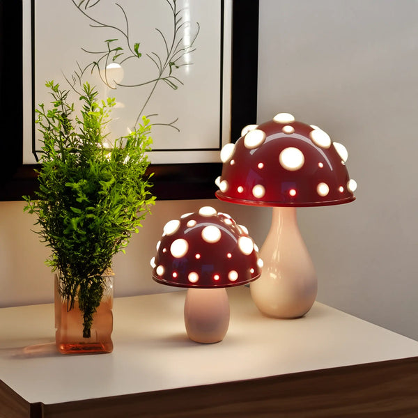 LumiFungi – Lyxig LED Bordslampa med Stämningsfull Svampdesign och Dimmbar Belysning