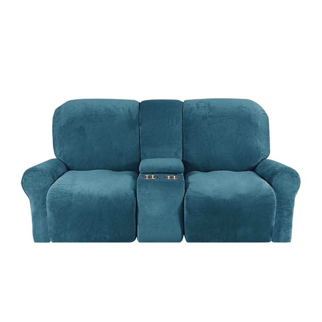 2-sits Recliner Sofföverdrag med Koppställare – Sammet Plush