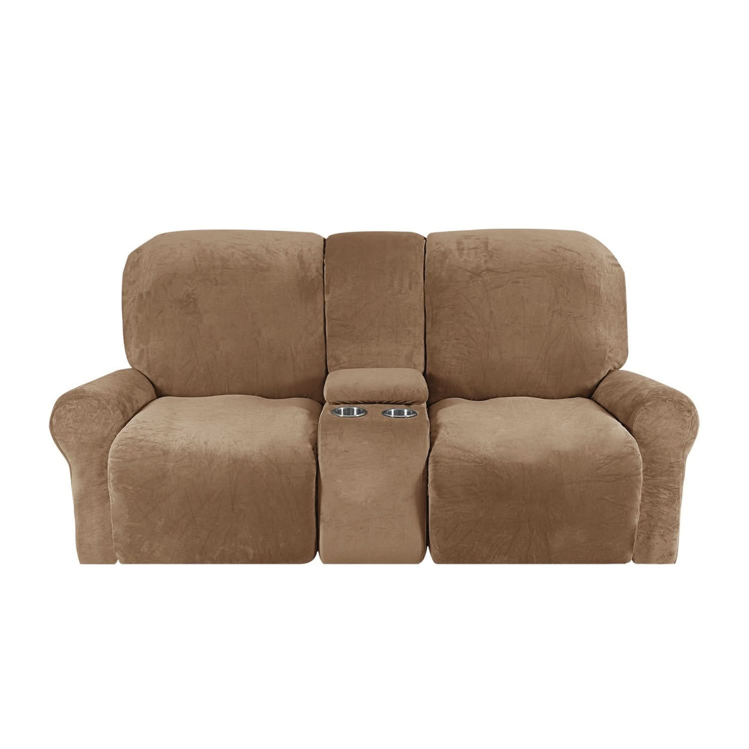 2-sits Recliner Sofföverdrag med Koppställare – Sammet Plush