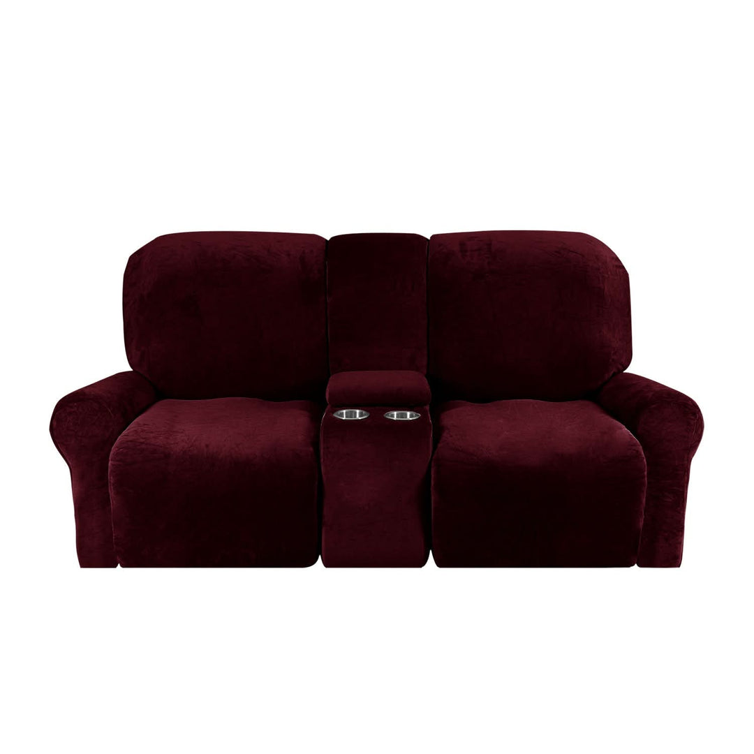2-sits Recliner Sofföverdrag med Koppställare – Sammet Plush