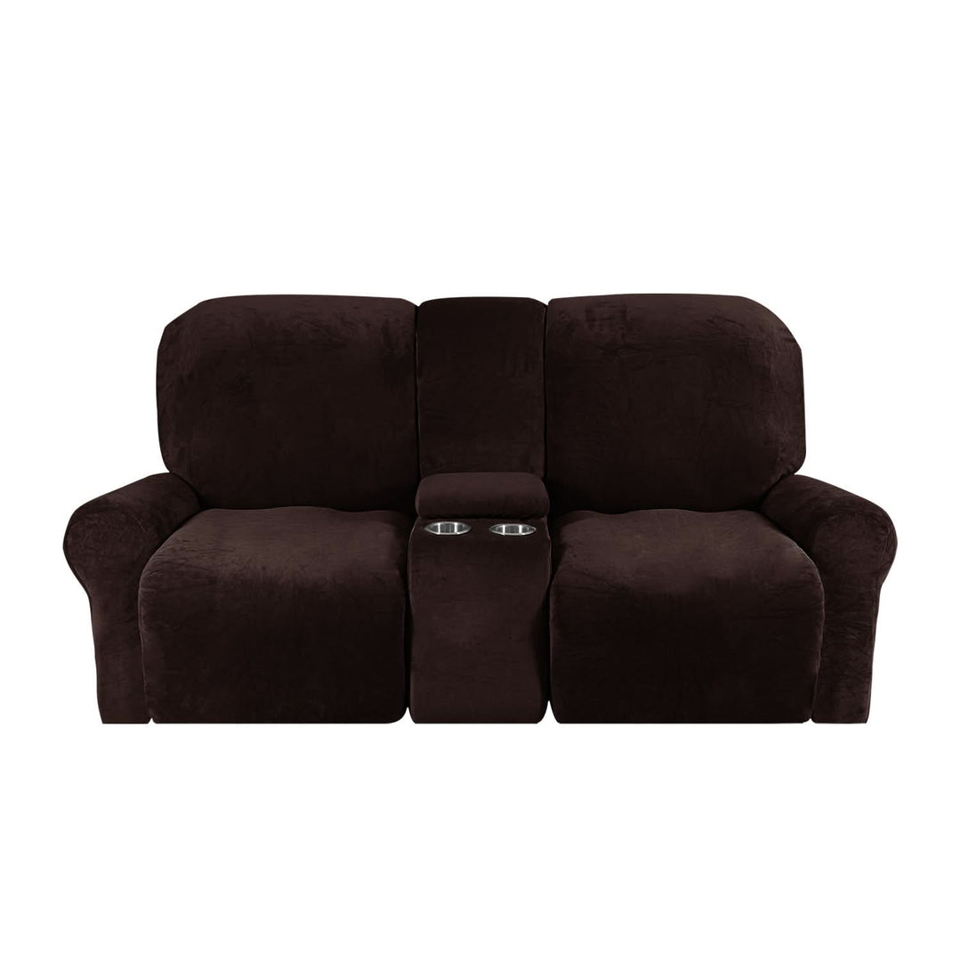 2-sits Recliner Sofföverdrag med Koppställare – Sammet Plush