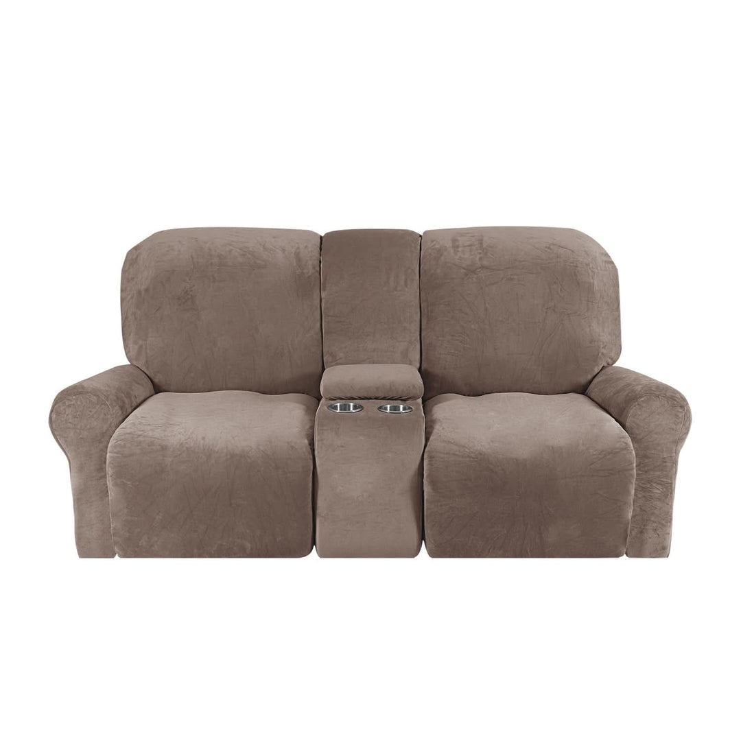 2-sits Recliner Sofföverdrag med Koppställare – Sammet Plush