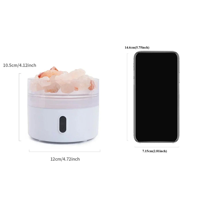 Saltlampa Diffuser - USB Ultraljuds Aromaterapi Luftfuktare med Himalayasaltkristaller &amp; Nattljus