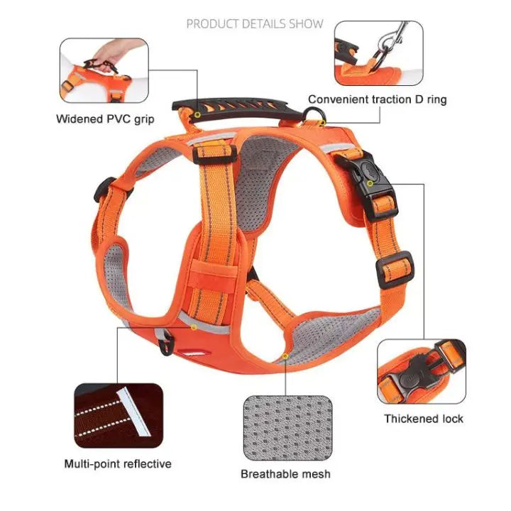 Halsband för hundar utan dragning med reflekterande nylon