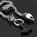 60–90 cm Stål Dubbel Varghuvud & Mjolnir Survival Spirit Halsband/Armband