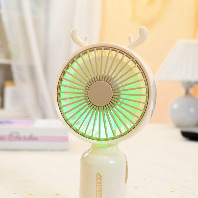 Kvinnors bärbara USB mini-fläkt med LED-nattljus, vikbar stativ och söt design