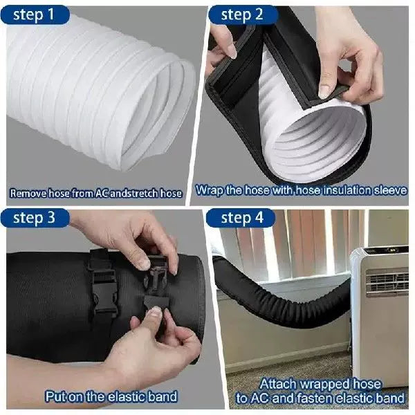 Unisex en storlek bred platt fönstertätningspanel för portabel luftkonditionering med universell rund avgasring och snabbkopplings elastiska band