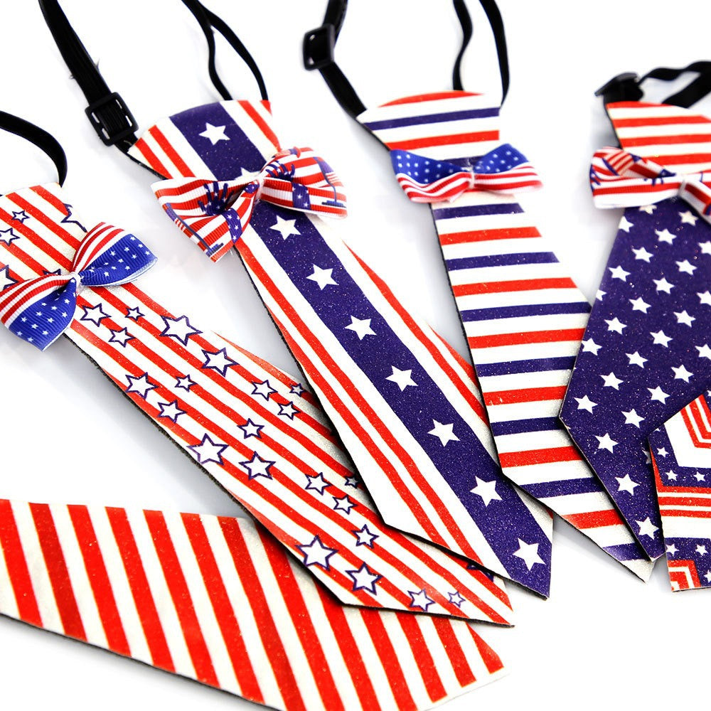Unisex patriotisk randig hundhalsduk med justerbar elastisk krage