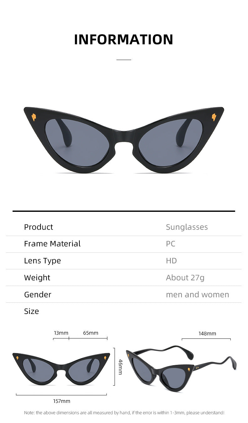 Kvinnors Cat-Eye Solglasögon med Spegelglas och Elegant Detalj