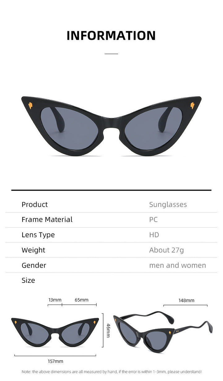 Kvinnors Cat-Eye Solglasögon med Spegelglas och Elegant Detalj