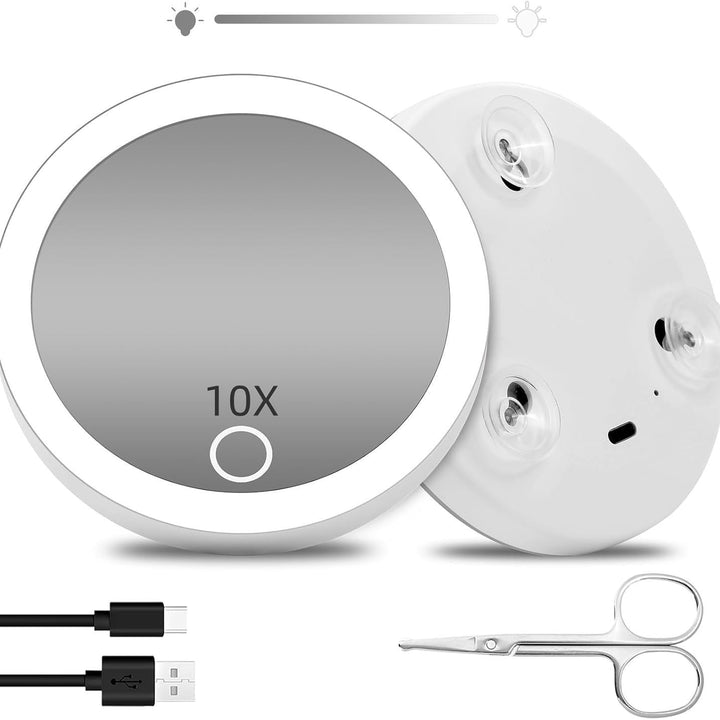 TenX LED Sugande Förstoringsspegel för Makeup med Touch Sensor USB Uppladdningsbar Bärbar