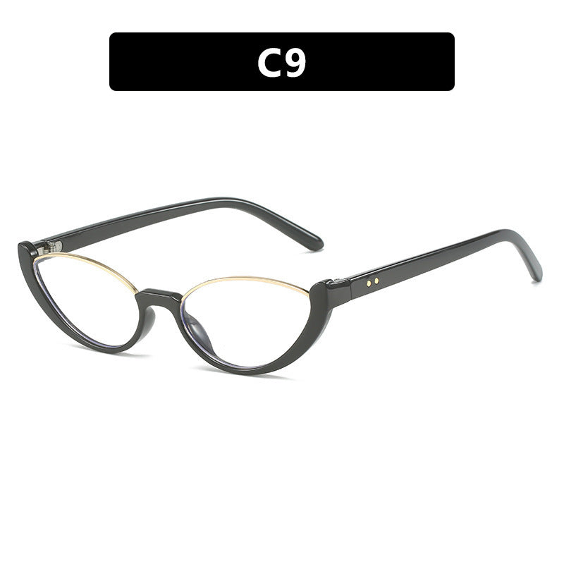 Kvinnors Cat-Eye Solglasögon med Spegelglas och Elegant Ram