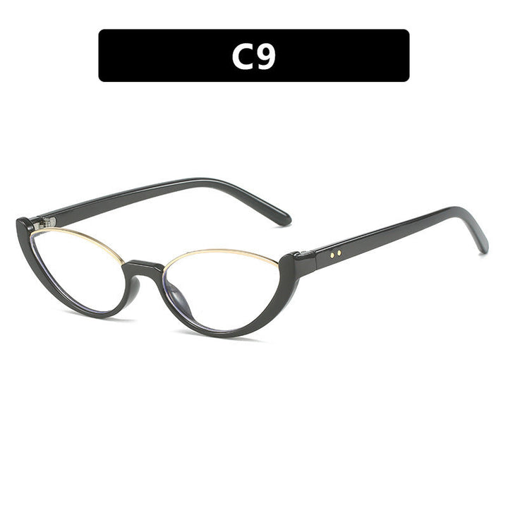 Kvinnors Cat-Eye Solglasögon med Spegelglas och Elegant Ram