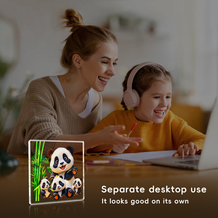 Solid Träbas Akryl Nattlampa Barn Kreativ Present USB Bordslampa