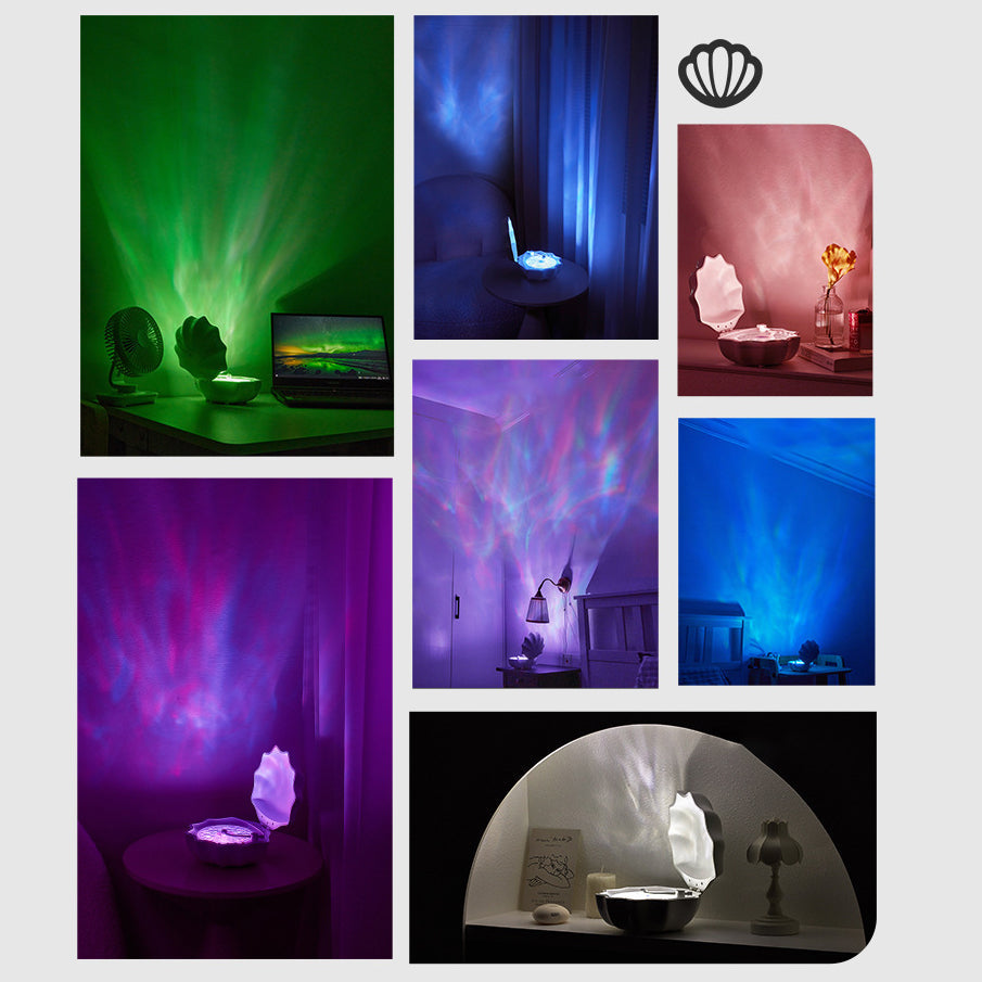Skal-lampa Vågor Retro Bluetooth Skivspelare LED Nattljus - Perfekt Gåva för Barn och Flickor