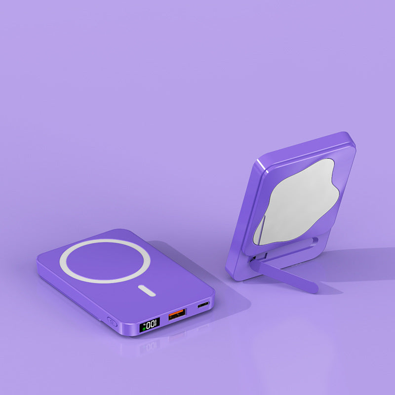 Powerbank med inbyggd kosmetisk spegel och multifunktionell laddningsport