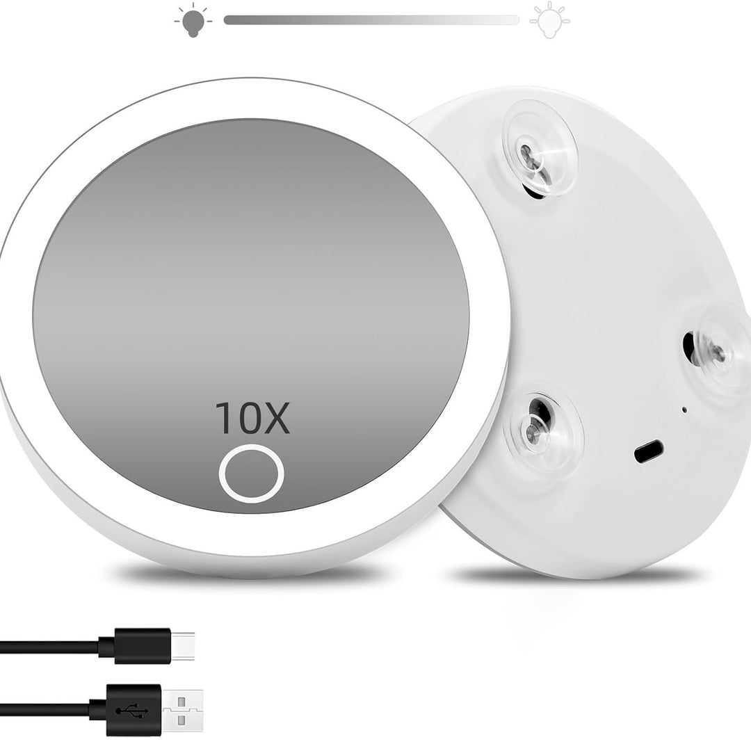 TenX LED Sugande Förstoringsspegel för Makeup med Touch Sensor USB Uppladdningsbar Bärbar