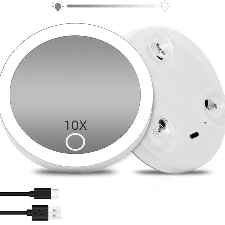 TenX LED Sugande Förstoringsspegel för Makeup med Touch Sensor USB Uppladdningsbar Bärbar